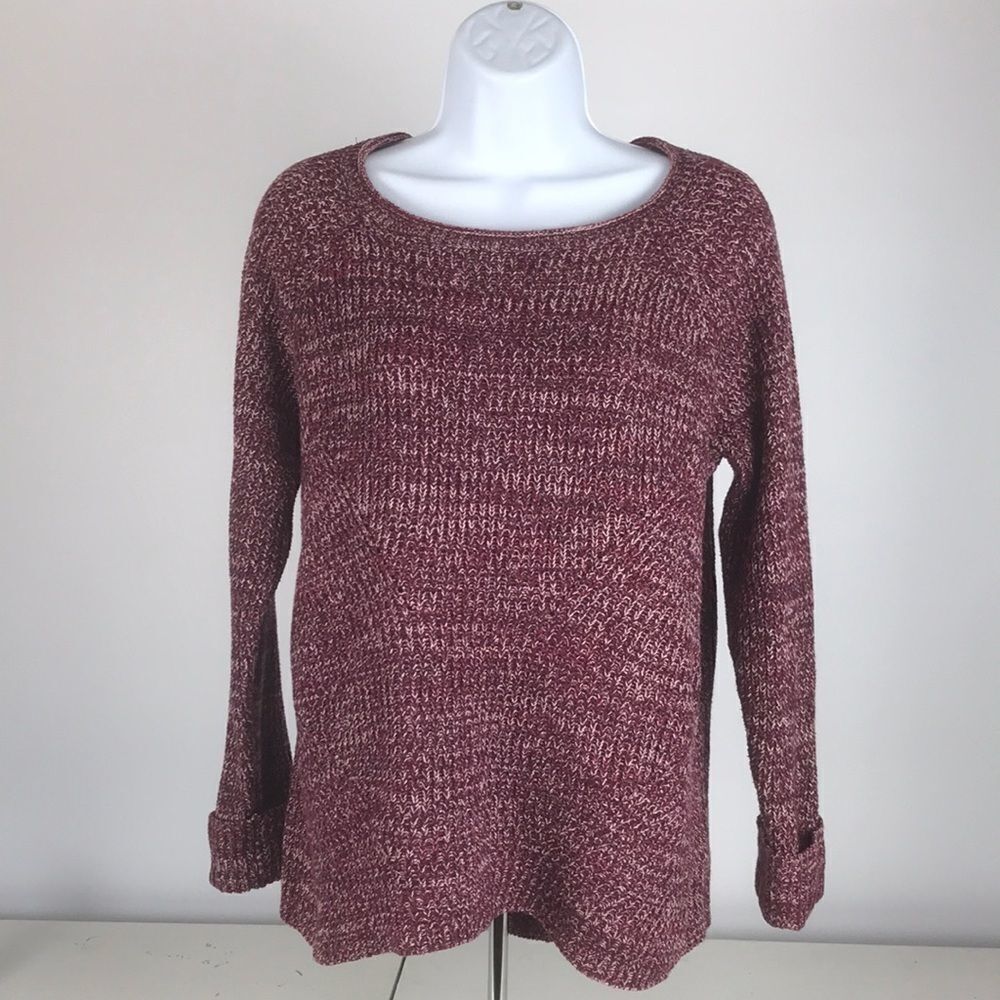 Style & Co Marl Pointelle Cuffed Sweater Womens Size 0X